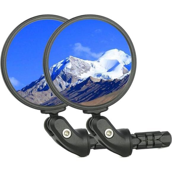 Bike Mirrors,Bike Bar End Mirror, HD Glass Convex Lens Bicycle Rearview Mirror - Picture 1 of 7